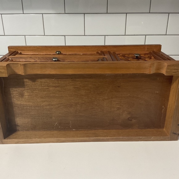 VTG Large Wood Velvet Lined Jewellery Box - Picture 7 of 11